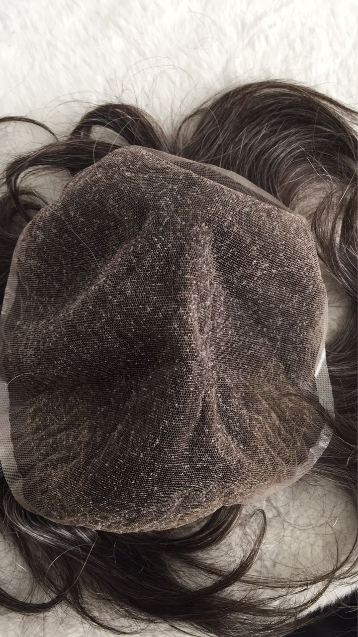 Human Hair Material and Remy Hair Hair Grade toupee for men with grey hair YL086